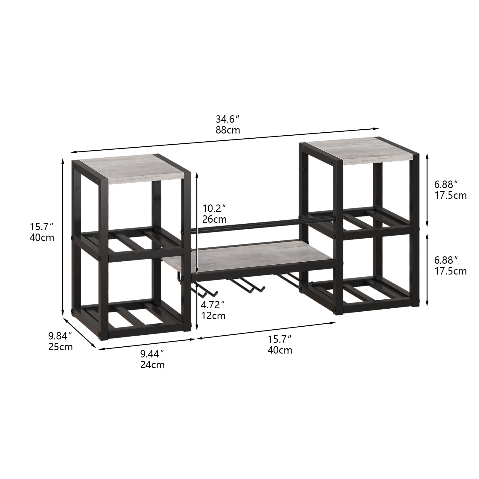 portabottiglie industriale a parete portabottiglie con supporto per vetro a vapore Mensole da bar Portabottiglie in metallo Multi Funzionale Espositore per vino per casa Bar Sala da pranzo Cucina