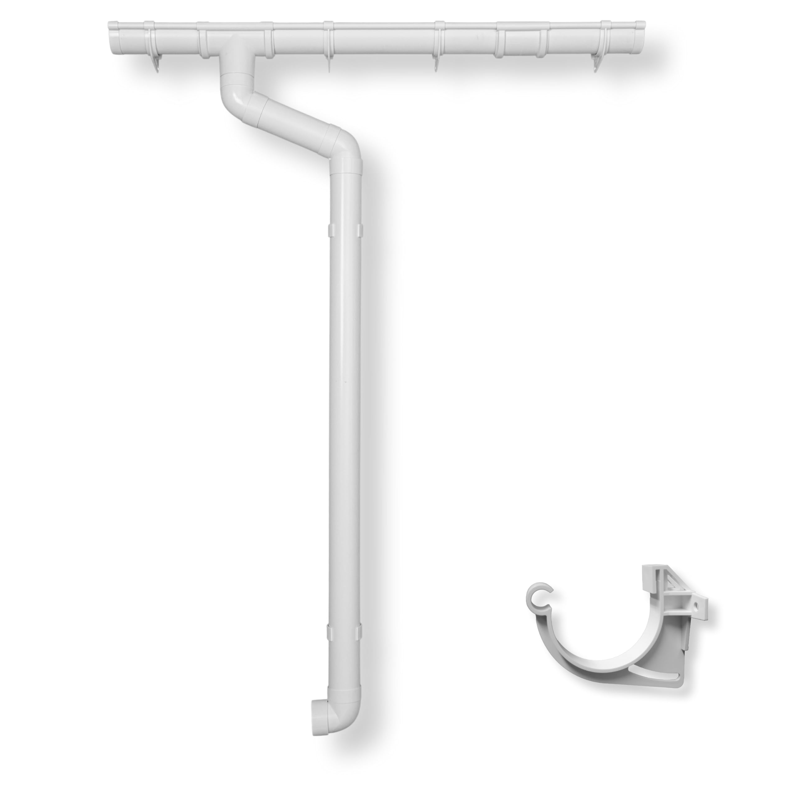 Dachrinne Halbrund 65 mm | Komplettset mit Fallrohr bis 750cm | Typ 250 Fallrohr DN 60 | Kunststoff PVC Weiss | 4Home&Garden (Dachlänge: 1-Seite bis 500cm)
