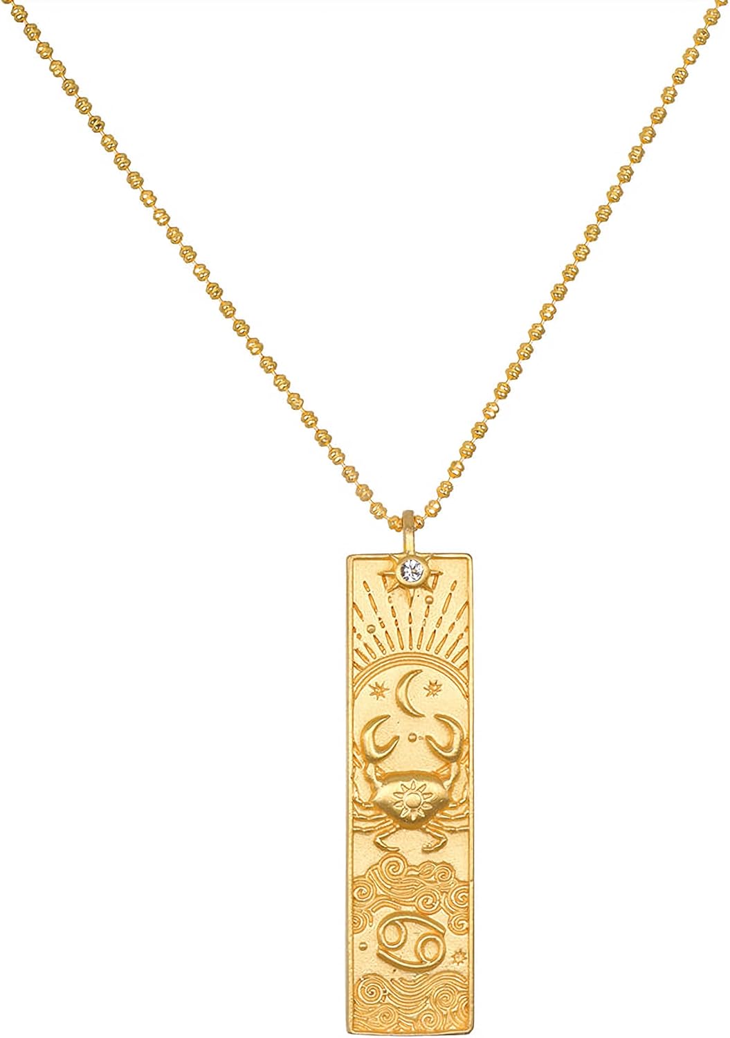 Gold Zodiac Sign Tarot Card Necklace for Women Men, Vintage Totem Pole Charm 12 Constellation Pendant Necklaces Trendy Astrology Horoscope Unisex Jewelry Birthday Gift