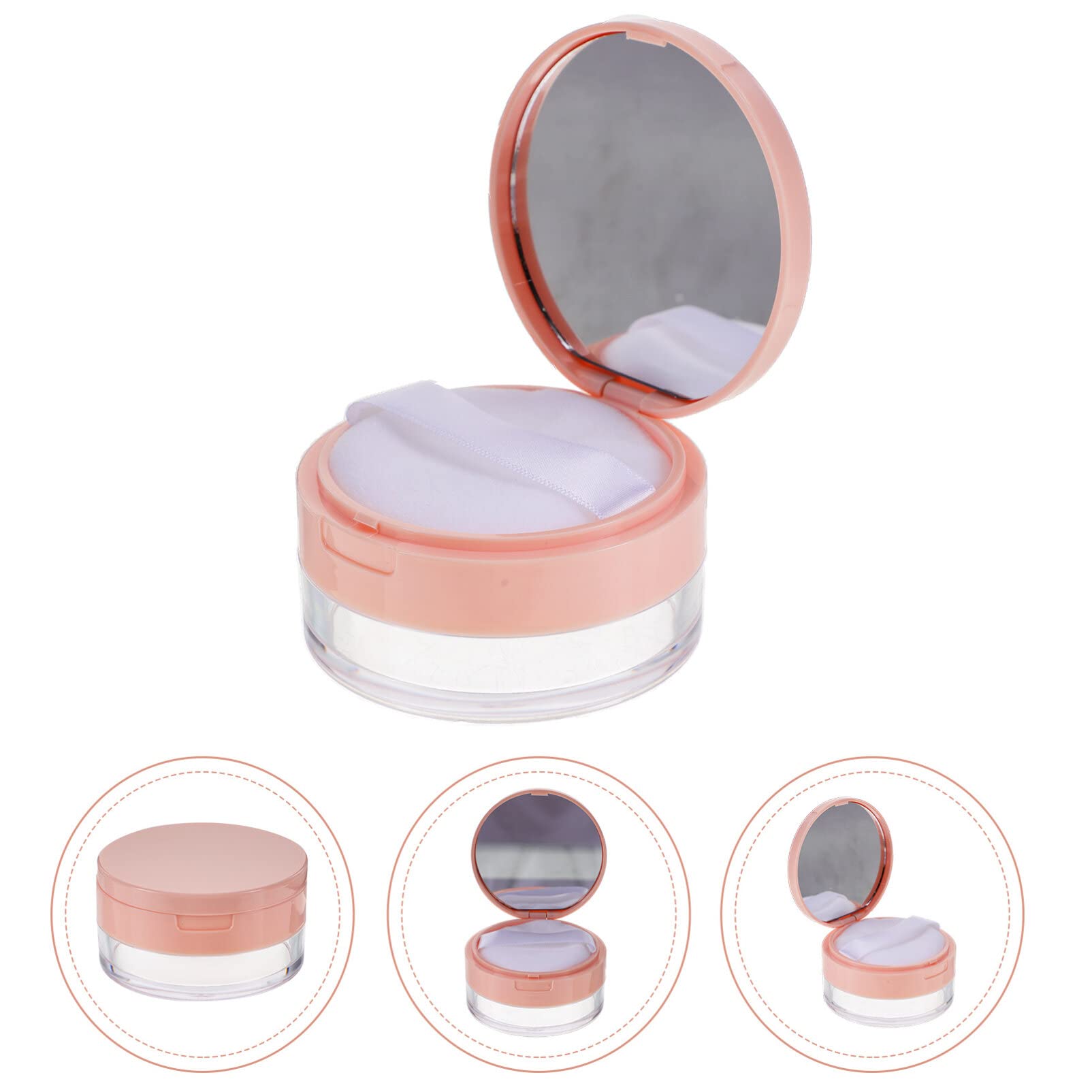 LALAFINA Travel Size Makeup Powder Puff Case Mirror Empty Powder Compact Portable for Daily Use