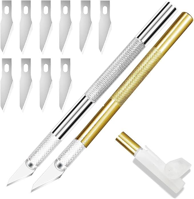 Precision Craft Knife Set With 2 Knives and 10 Spare Blades - Professional Exacto