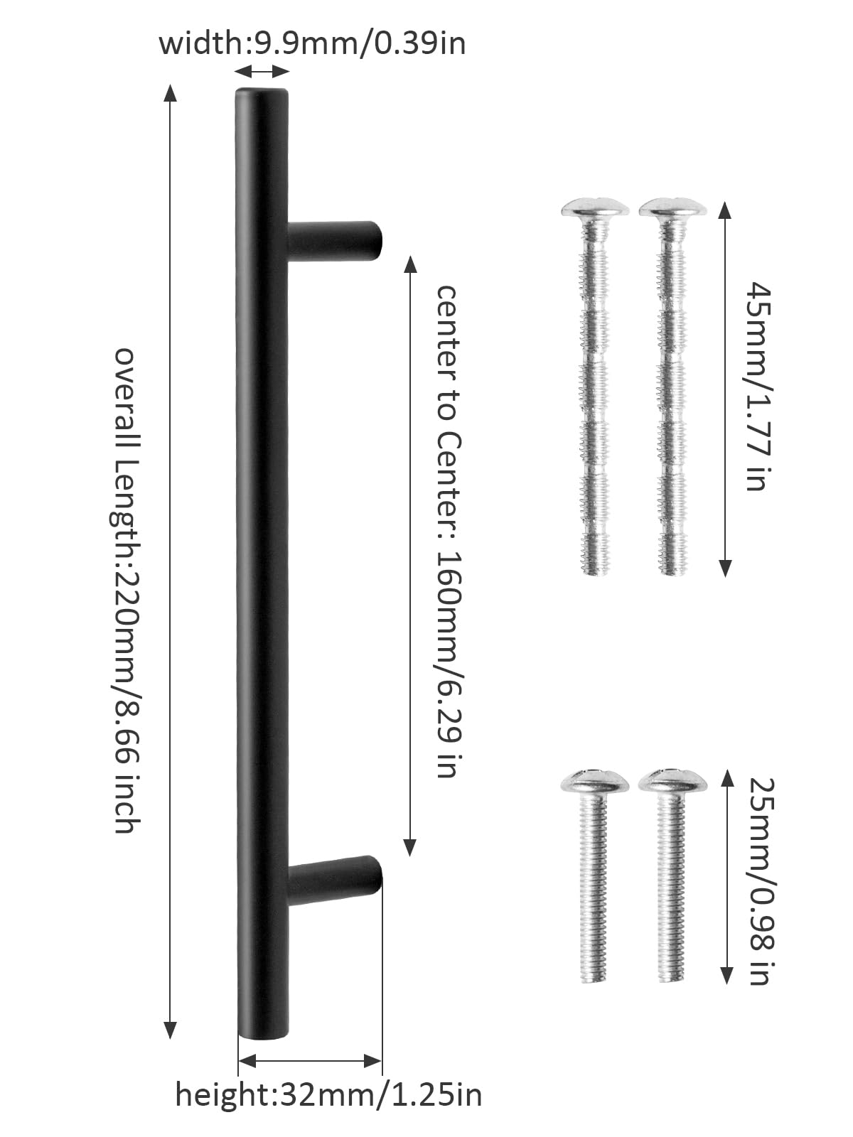 Trintion 20 Pack Black Stainless Steel Cabinet Handles (Hole Centre 160mm) - Kitchen, Bathroom, Wardrobe & Drawer