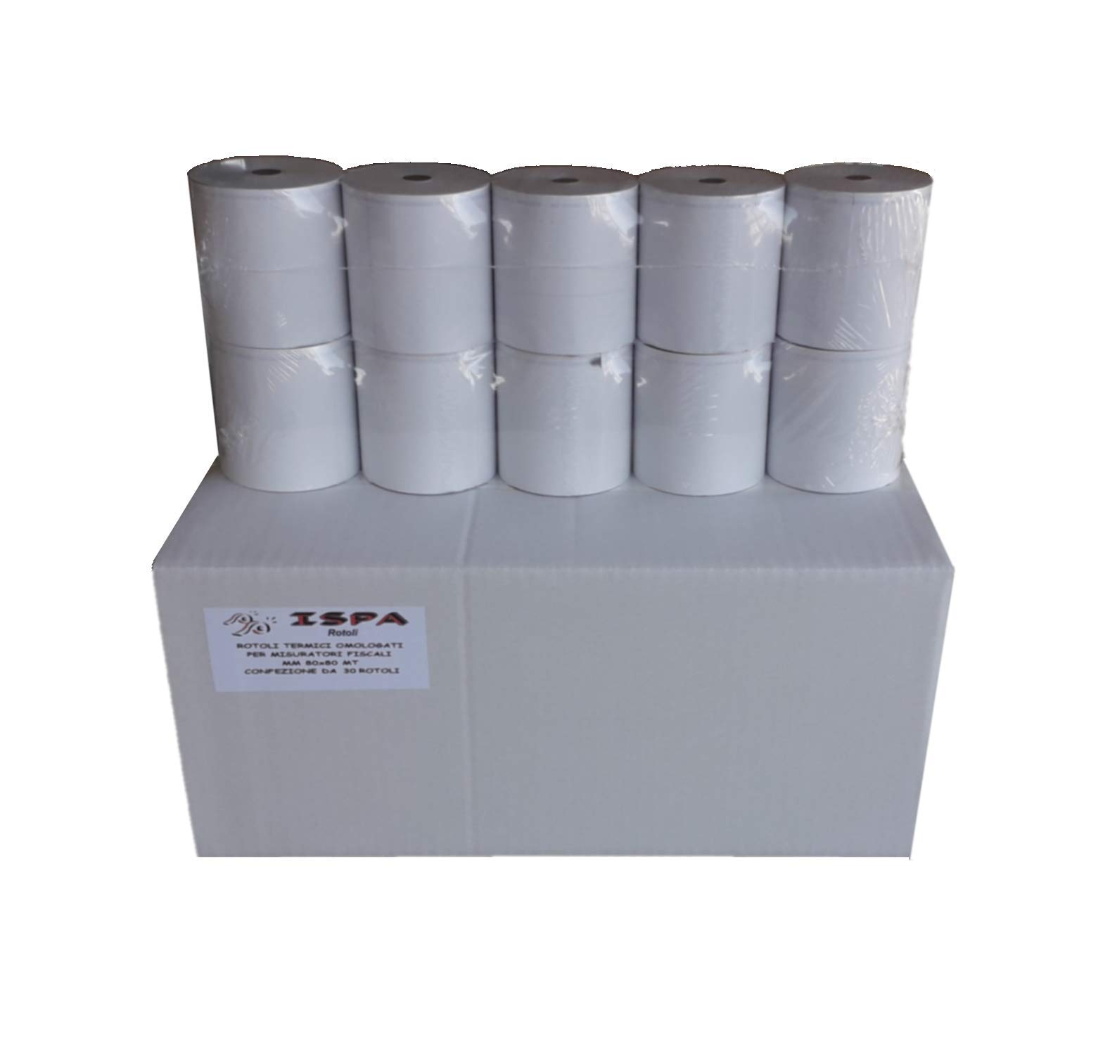 Rollos térmicos homologados para cajas registradoras, 80 x 80 mm – Paquete de 30 rollos
