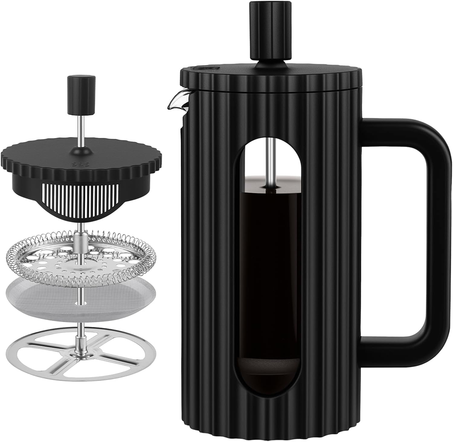 WEDRINK 12oz French Press Coffee Maker - Heat-Resistant Borosilicate Glass, Stainless Steel Filter, Portable Tea Brewer 350ml