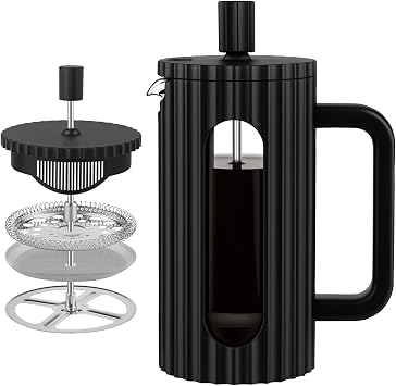 wedrink French Press Coffee Maker Cafetiere 350ml/12oz French Press Caffettiera Brewer Tea Maker with Heat Resistant Borosilicate Glass Stainless Steel Filter Black
