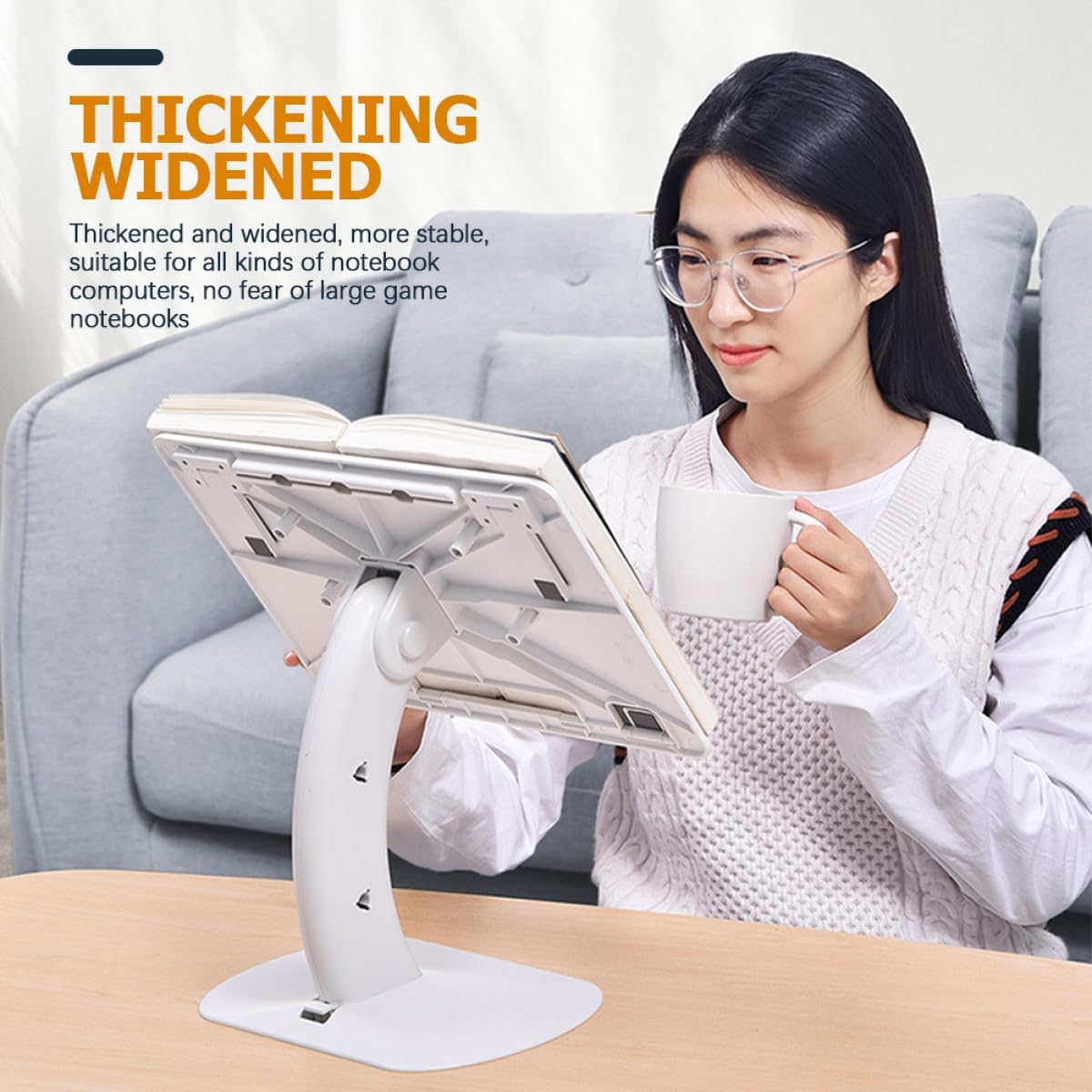 Zerodeko Ergonomic Laptop Stand and Tablet Holder, Foldable Portable Plastic Laptop Riser for Desk Reading and Study, White Multipurpose Computer Support