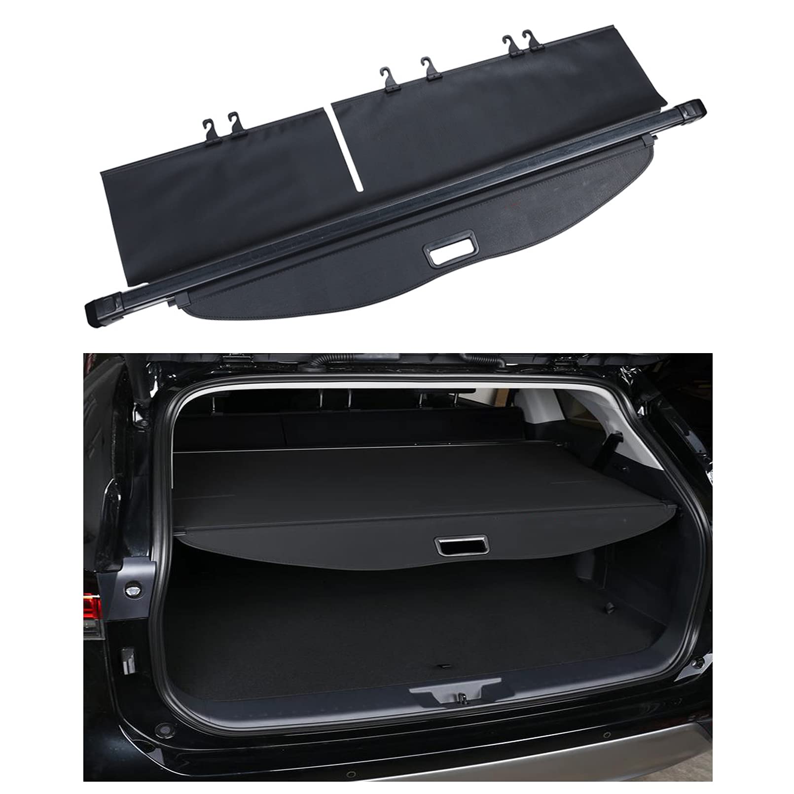 ITrims Rear Trunk Cargo Cover for Toyota Highlander XU70 2020 2021 2022 Retractable Cargo Luggage Security Shade Cover Trim Interior Car Accessories Black