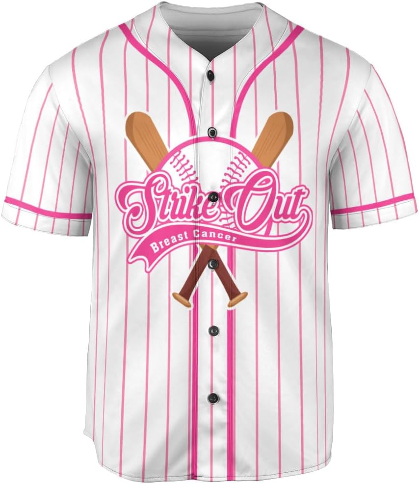 Personalized Breast Cancer Awareness Baseball Jersey, Breast Cancer Shirts for Women, Breast Cancer Shirts