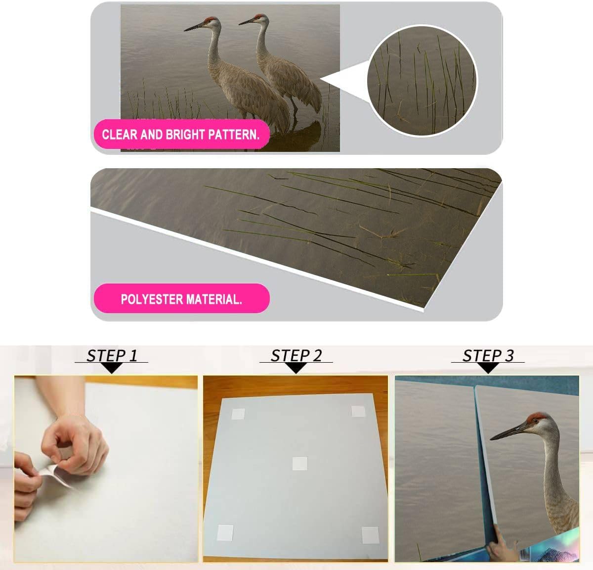 Art Acoustic Panels Self Adhesive pair sandhill cranes water sunset lake pictures 8 Packs Decorative Soundproof Wall Panels Large Sound Absorbing Panels for Home Office 48"x32"