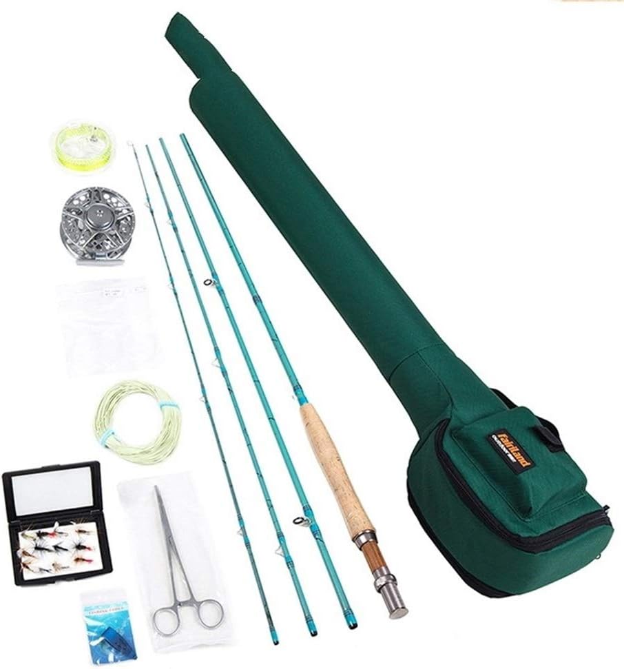 Amazon フライフィッシングロッドリールコンボ3/4ポータブル4セクションフライロッド大型アーバーリールルアーフライフィッシングロッド