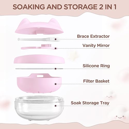 Miniatura 3 de Estuche de retención para limpieza, protector bucal sin fugas, bonito estuche de retención con herramienta de extracción de retenedor y cepillo