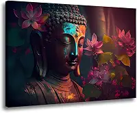 Quadro Decorativo Grande Colorido Buda Para Sala Quarto Hall 60x90