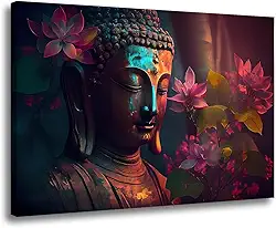 Quadro Decorativo Grande Colorido Buda Para Sala Quarto Hall 60x90