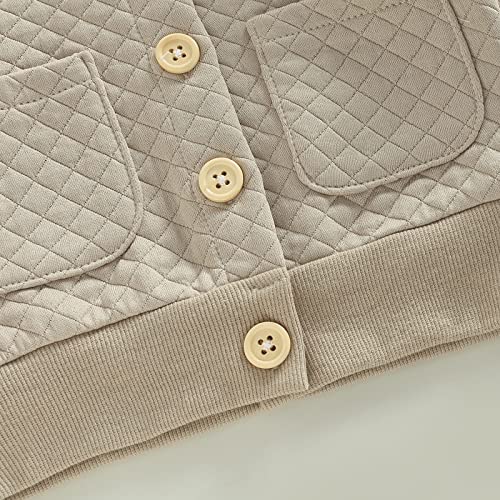 Wallarenear Toddler Baby Boy Girl Quilted Jacket Button Down Solid Color Coat Kids Lightweight Warm Winter Outwear 1-5T (Light Coffee, 18-24 Months) #TOP5