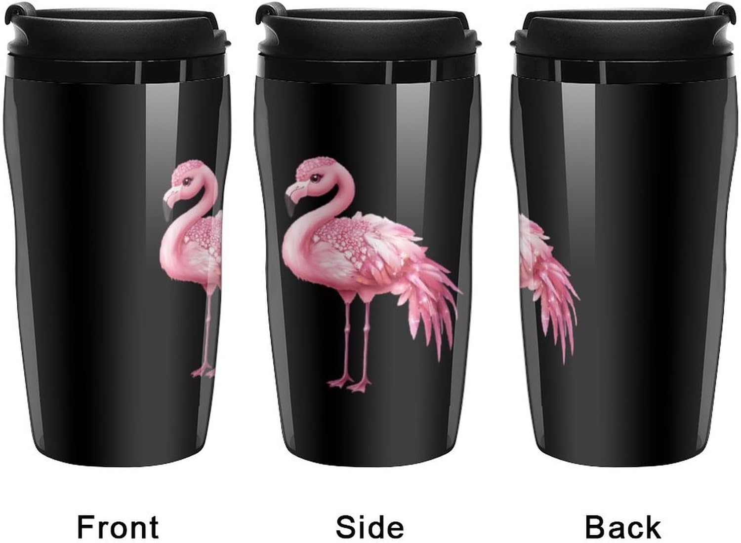 Flamingo in Diamond Dress Insulated Travel Coffee Mug 250ml image 4
