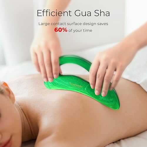 Miniatura 69 de Scienlodic Herramienta de masaje corporal Gua Sha con asa, herramienta Guasha más grande para masaje de espalda, cuello, cara, piernas, drenaje