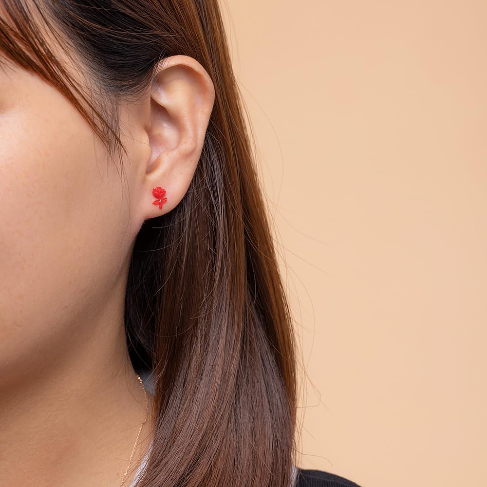 Plastic Earrings,KMEOSCH 4 Pairs Cute and Lightweight Plastic Stud Earrings for Sensitive Ears (Fox & Rose, Stars & Moon) - Image 6