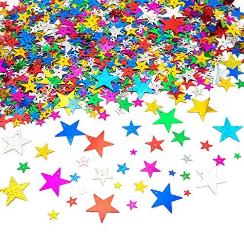 LEEFONE 10mm/ 13mm/ 20mm/ 30mm Star Sequins and Spangles Craft Supplies for DIY, Creative Color Beads Sequins Greeting Card Decoration Gold Foil Iron Slices for Wedding Christmas Clothes Jewelry