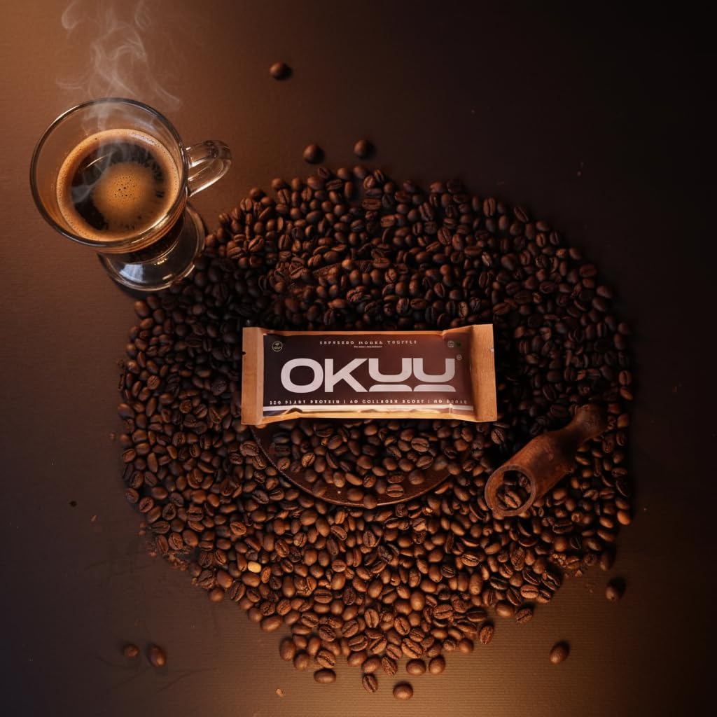 OKUU ESPRESSO MOCHA Truffle 35 G Plant Protein Bar | Zero Sugar | Keto Friendly | Vegan | High Protein Snack | Caffeine & Collagen Boost | High Fiber (Pack of 20) — Amazon image 5