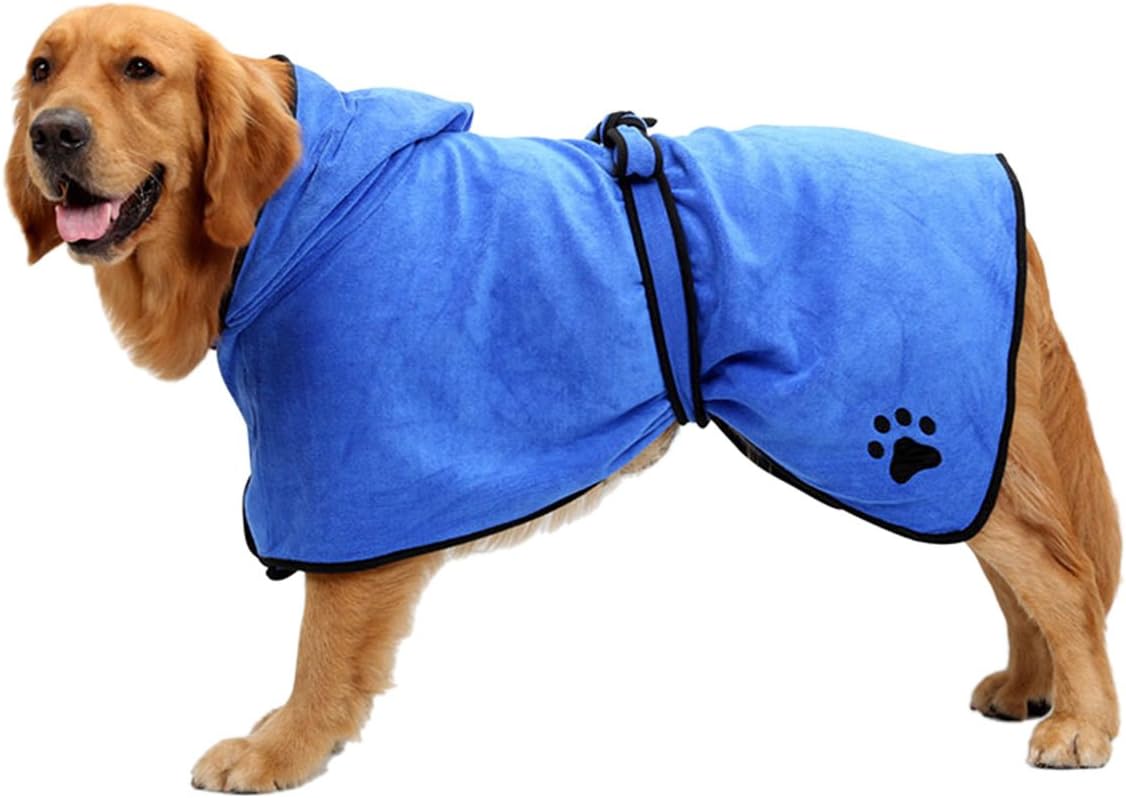 Uheng Pet Dog Bathrobe Pet Drying Moisture Absorbing Bath Robe, Microfiber Quickly Absorbing Water Bath Towel, Pet Robe Coat
