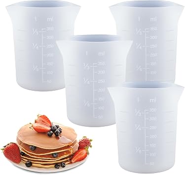 4-Piece Silicone Measuring Cup Set 350ml Silicone Chocolate Melting Cups Reusable Baking Tools Ideal for DIY Chocolate Molds