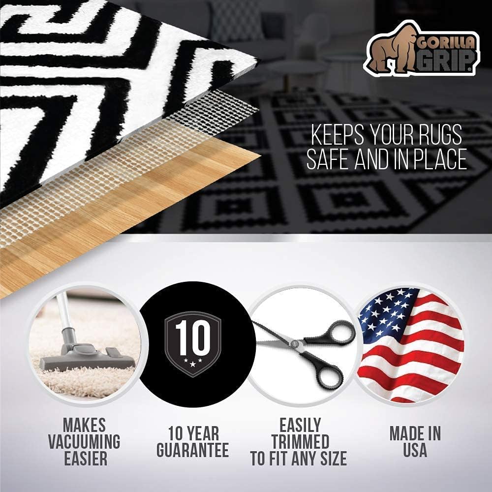 Gorilla Grip Rug Grippers and Rug Pad,16 Piece, Rug Pad Size 2x3, Both for Hard Floors, 2 Item Bundle