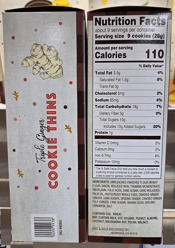 Trader Joe Triple Ginger Cookies Thins 9oz 255g (Two Boxes)