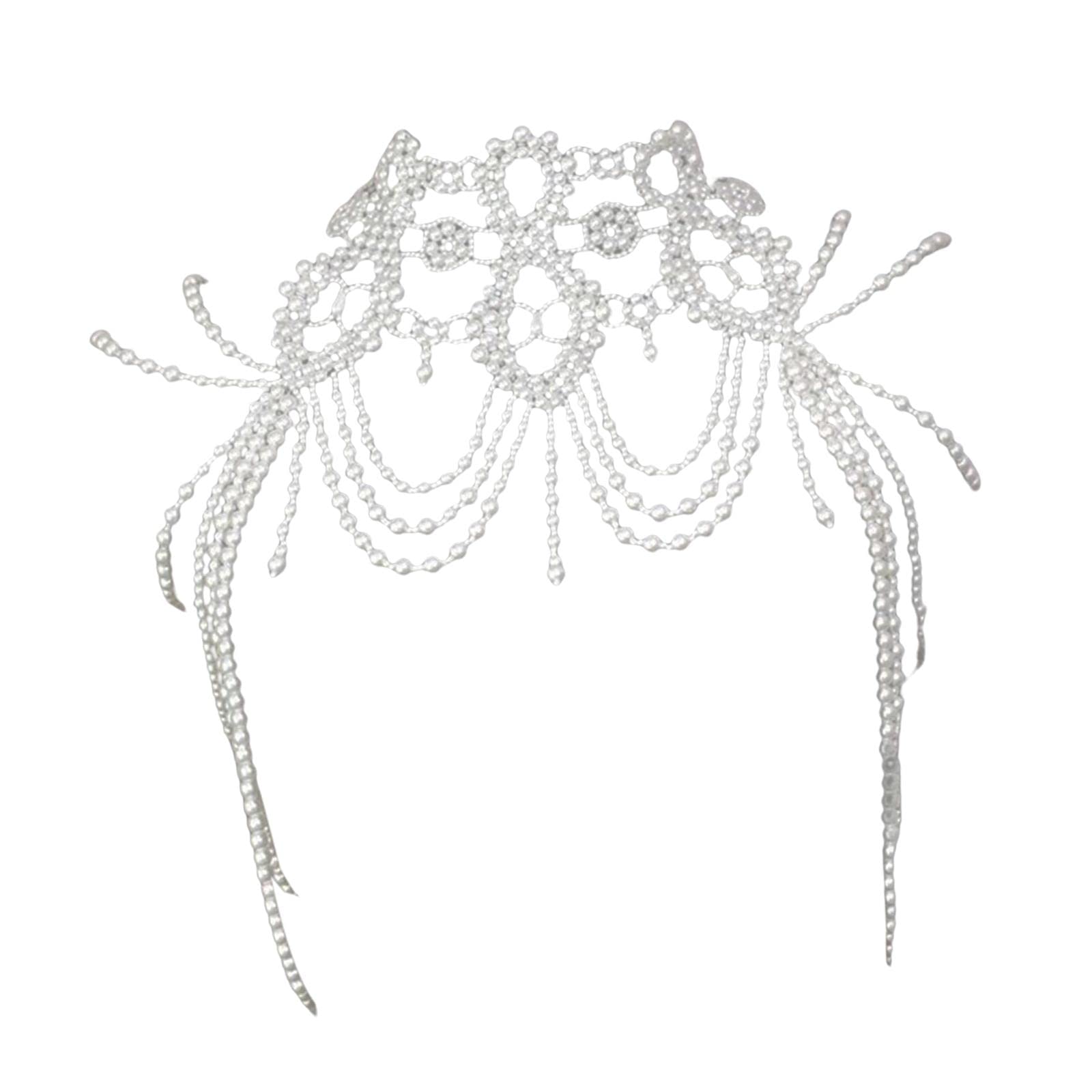 Schulterkette Rhinstein Perlen Choker Halskette Schmuck aus Kunstvoll Gefertigtem Kristall Und Perlen für Hochzeit Verlobung Casual Mode Schwimmbad