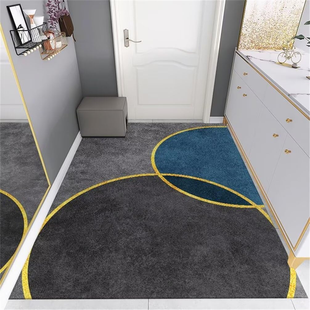 Tapis de passage gris noir 120x160cm lavable moderne à motif géométrique