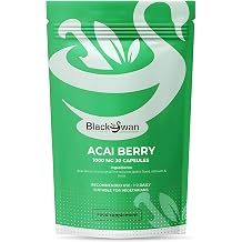 Black Swan Acai Berry Capsules - 1000mg High Strength Antioxidant Formula Immune System Energy Boost Metabolic Support Natural Supplement - 30 Capsules 1 Month Supply