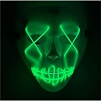 TK Gruppe Timo Klingler – Maschera horror a LED come in The Purge, viso luminoso controllabile, costume unisex per Halloween e Carnevale, colori assortiti, Jason LED verde