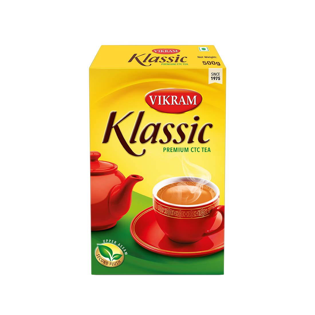 Klassic Tea - Premium CTC | Authentic Upper Assam & Second Flush Leaves | Strong, Flavorful & Aromatic Blend | Rich Amber Color, Uplifting Aroma & Unique Muscatel Taste | 500g