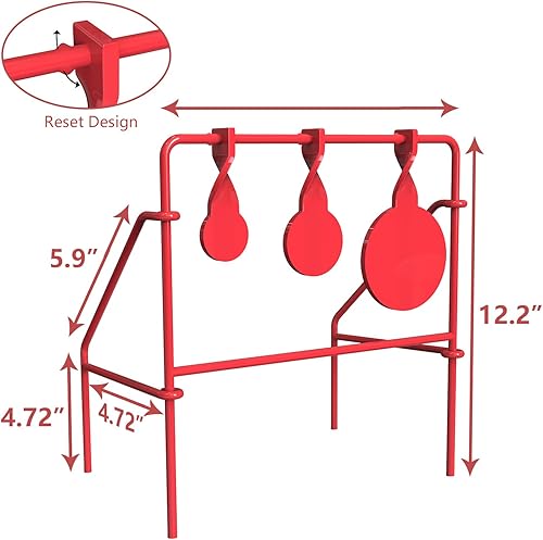 Miniatura 2 de Objetivo giratorio manos libres Air Strike Pellet Shooting Target clasificado para rimfire .22, color de acero de aleación duradero  rojo