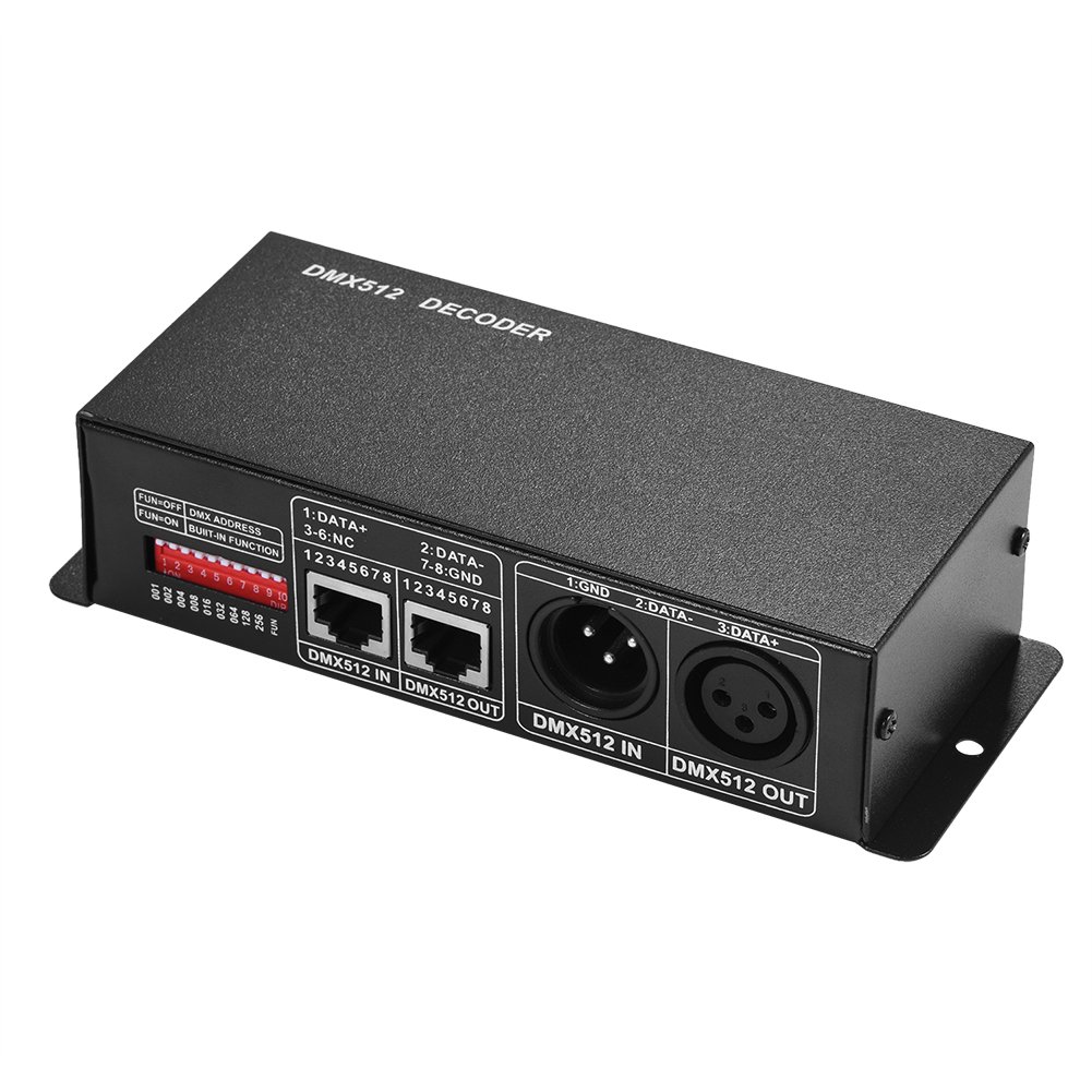 Dioche DMX Controlador de 3 canales LED 5 V ~ 24 V DC Digital Display Decoder Dimming Driver DMX 512 4A 3 Canales Decodificador Módulo Controlador para LED RGB Lámpara Escenario Luces