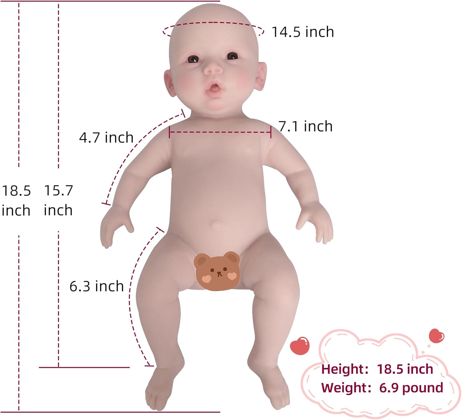 YIQI Realistic Silicone Baby Doll not Vinyl Lifelike Soft Newborn Baby Doll Anatomically Correct Doll (Color 1)