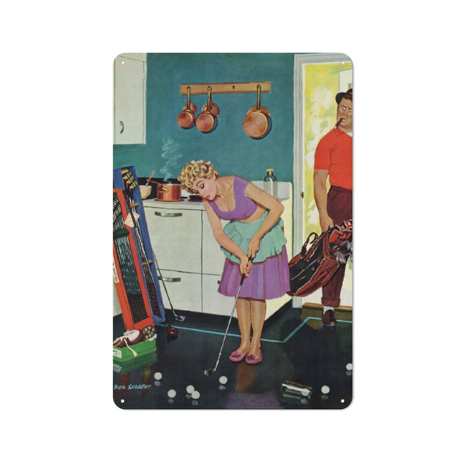Junmoney Golf In The Kitchen Retro Tin Wall Plaque 30X20cm For Man Cave Or Games Room, For Games Room Collectors