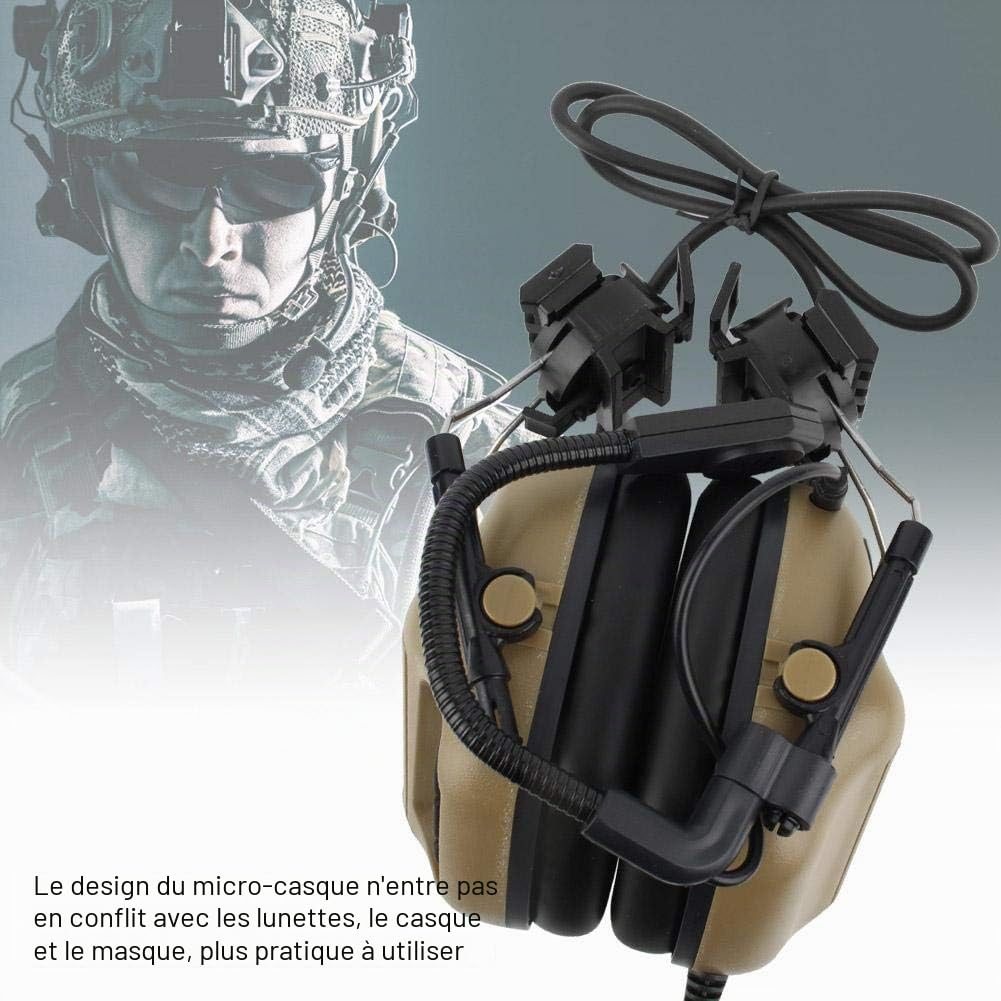Zerone Microphone De Casque Antibruit Casque Tactique pour Jeux De CS(Marron)