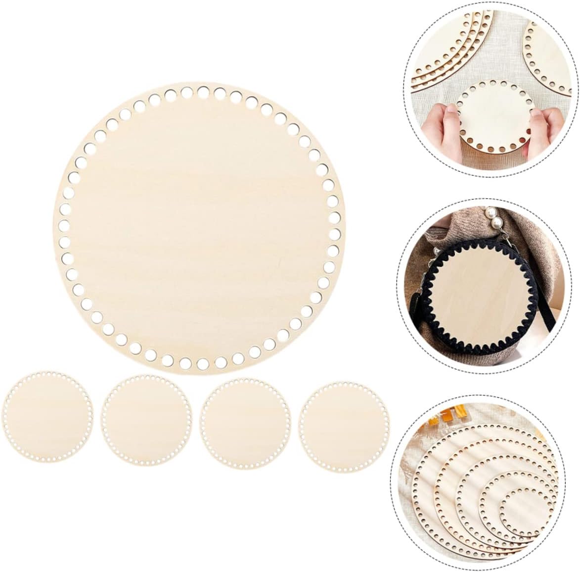 GLSTOY 5pcs Wood Bag Bottoms DIY Crochet Basket Base Wooden Basket Bottoms for Weaving Craft Supplies