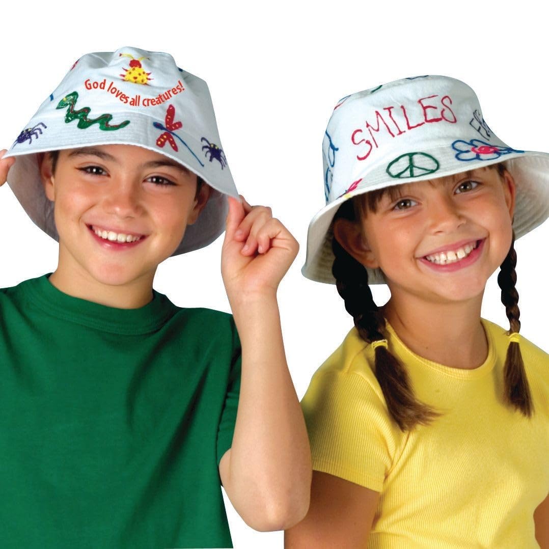 S&S Worldwide Bucket Hat Craft Kit (Pack of 12), White
