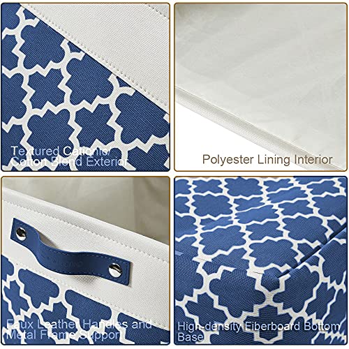 Image of DECOMOMO Foldable Storage Bin | Collapsible Sturdy Cationic Fabric Storage Basket Cube W /Handles (Navy Blue Pattern, Large - 15 x 11 x 9.5-3 Pack)