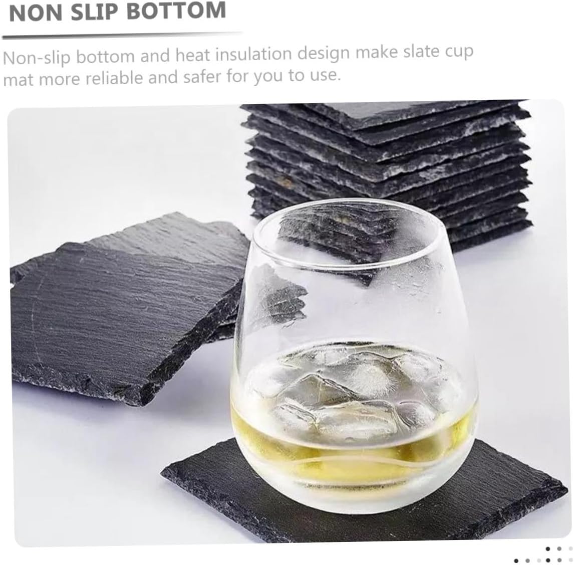 Luxshiny 12Pcs Rustic Non-Slip Drink Cup Pads Heat-Resistant Table Coasters for Home Bar Kitchen Use 12pcs (Square Coasters)