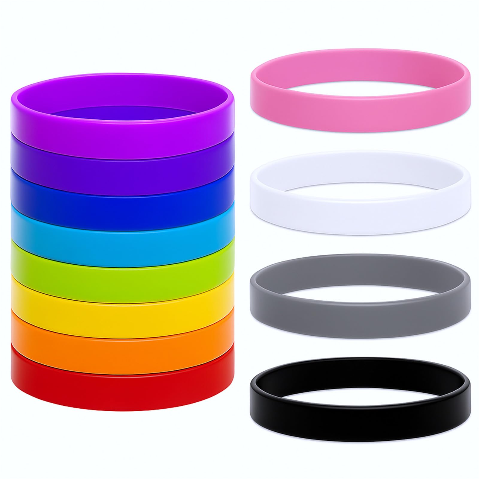Muiltvoe 12 Pieces Silicone Bracelets, Wristbands Colored Rubber Bracelets Solid Color Blank Wristbands Anti-Static Wristband Unisex for Games Party Favors Sports Teams Events