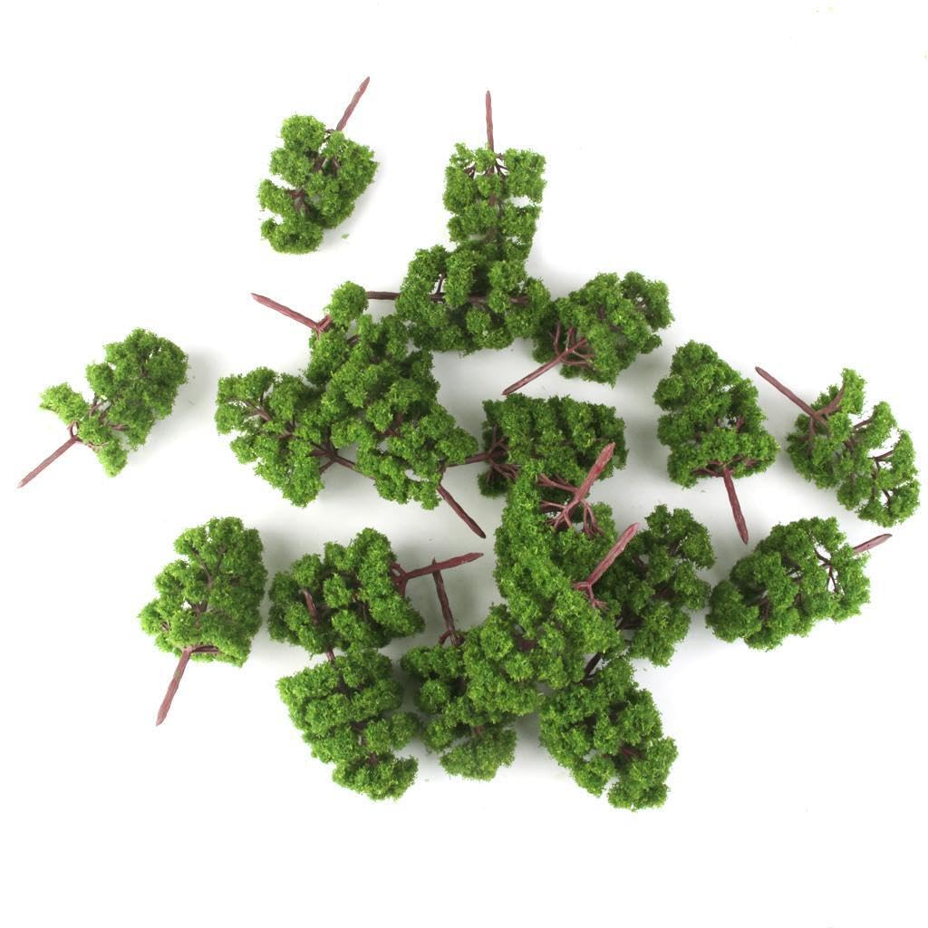 AMSLSIU Model Trees 20pcs Pack Train Railroad Scenery Light Green Plastic Build Stunning Dioramas with Approx 35inch Height to Appearance of Model Landscape