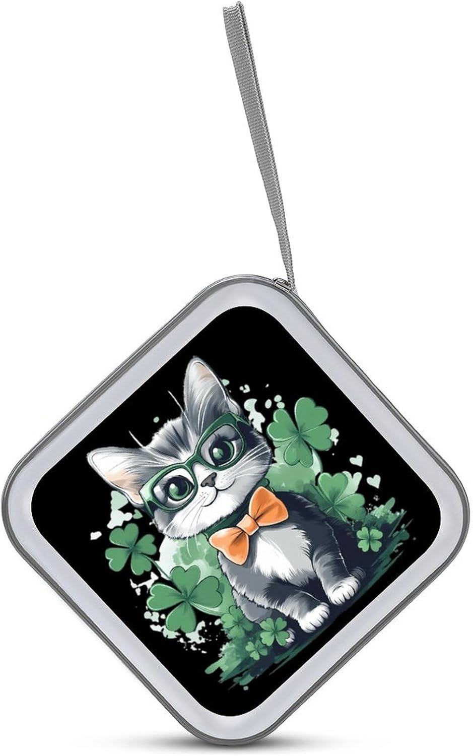 Ireland Cat Clovers St Day Partick Protective CD Case Storage Rack 40 Capacity DVD Holder Organizer Car Travel