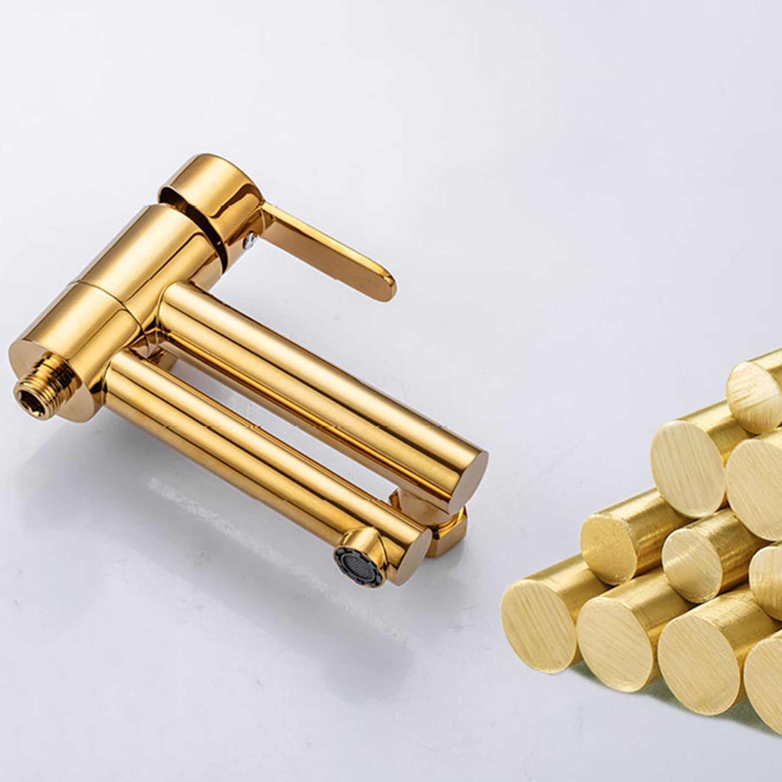 BiaoTeng Grifo de Bañera y Ducha de Pared 3 Modos Oro