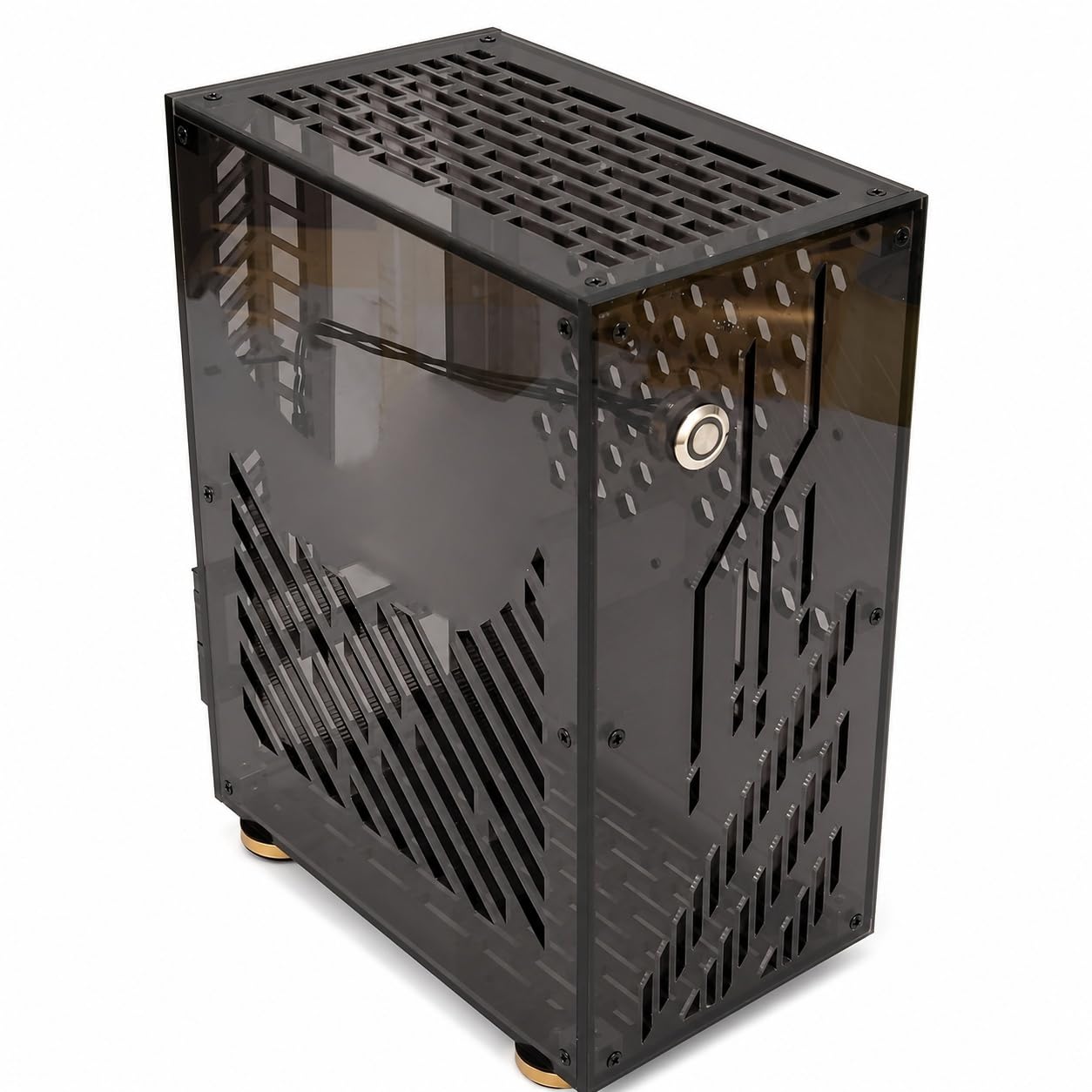 Elprico Funda Mini ITX, Almohadillas de Pie Acolchadas de Refrigeración de 4,3 L y 360 Grados, Torre Micro ATX, Funda Mini PC para SSD Flex 1U Power de 2,5 Pulgadas (Black)