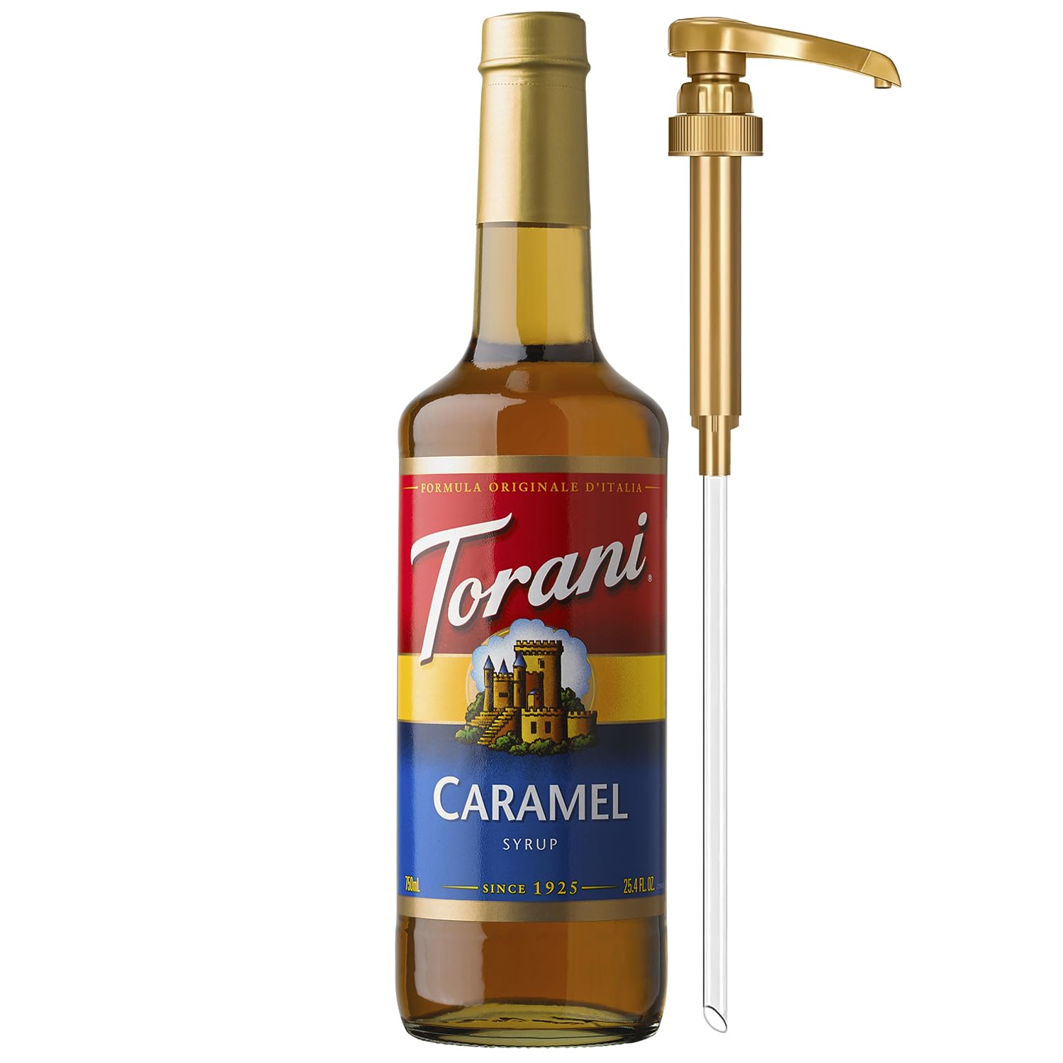 Torani Caramel Coffee Syrup for Drinks & Desserts, Pump Included, 25.4 Fl Oz
