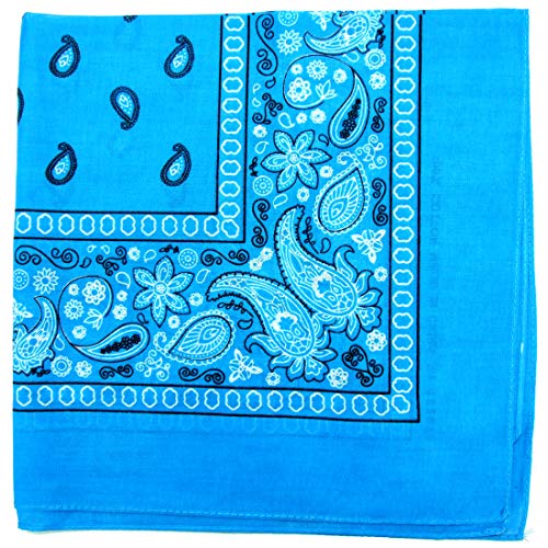 Paisley One Dozen Cowboy Bandanas (Turquoise, 22 X 22 in)