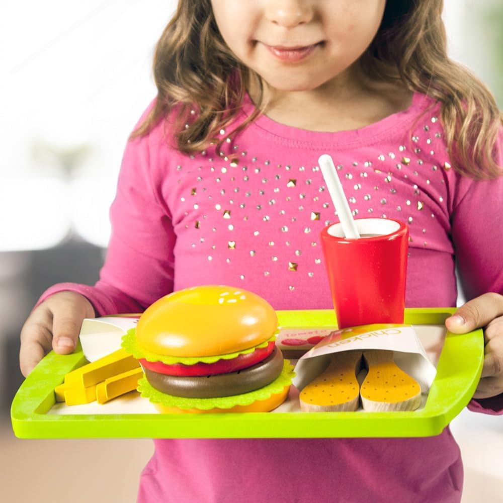 Deluxe Educational Pretend Play Wooden Fast Food Playset - 15pc Set!