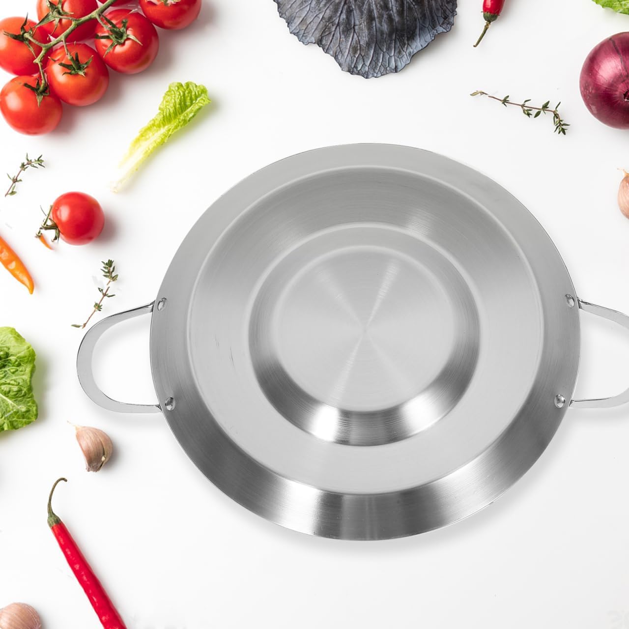 Stainless Steel Comal Frying Bowl Cookware: 15 Inch Round Comal Pan